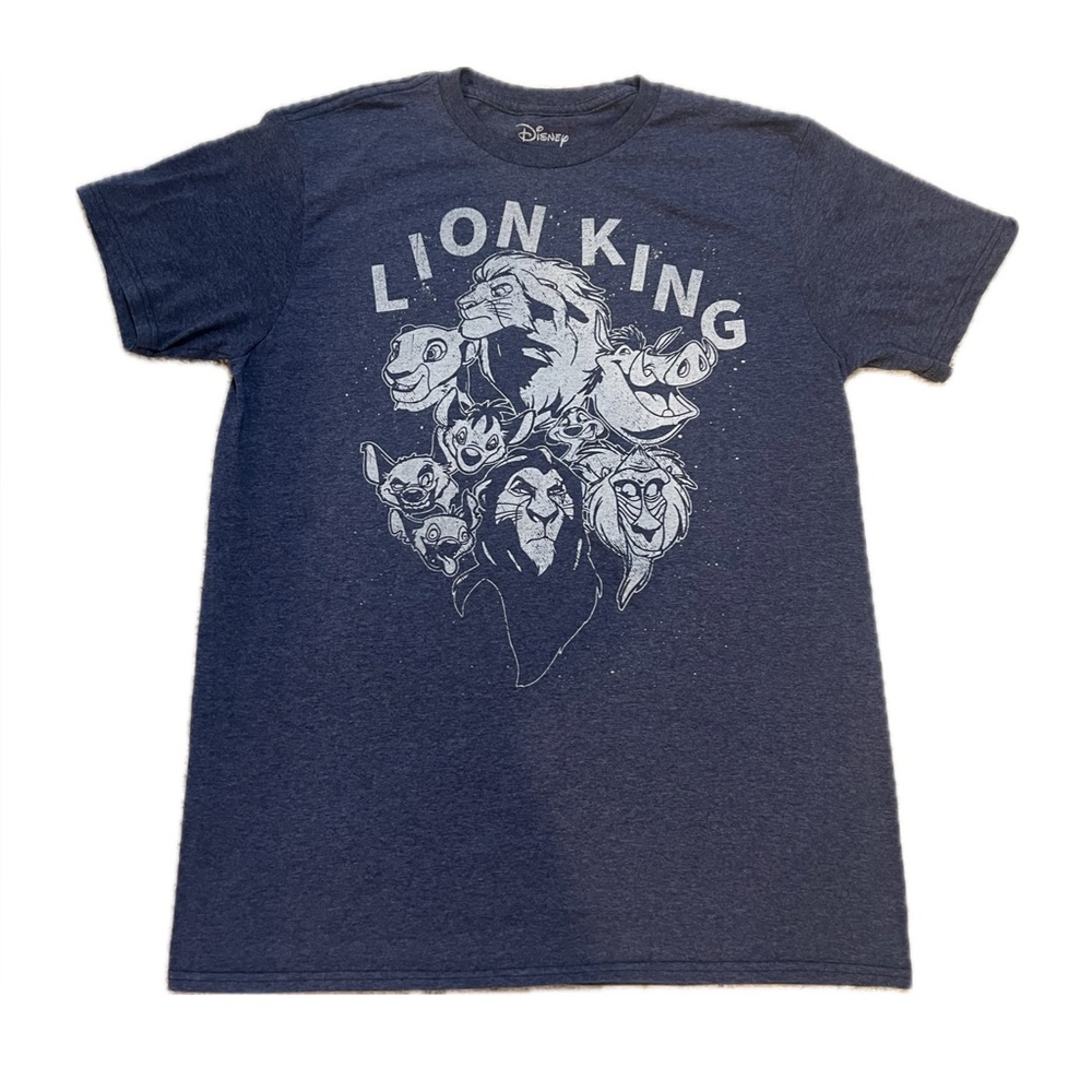 Men’s/Unisex Disney Lion King movie cast. Denim Blue Graphic Tee. Medium.